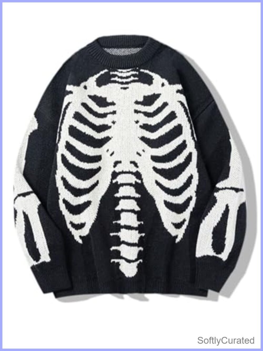 Oversized Skeleton Graphic Crewneck Knit Sweater Pullover Long Sleeve